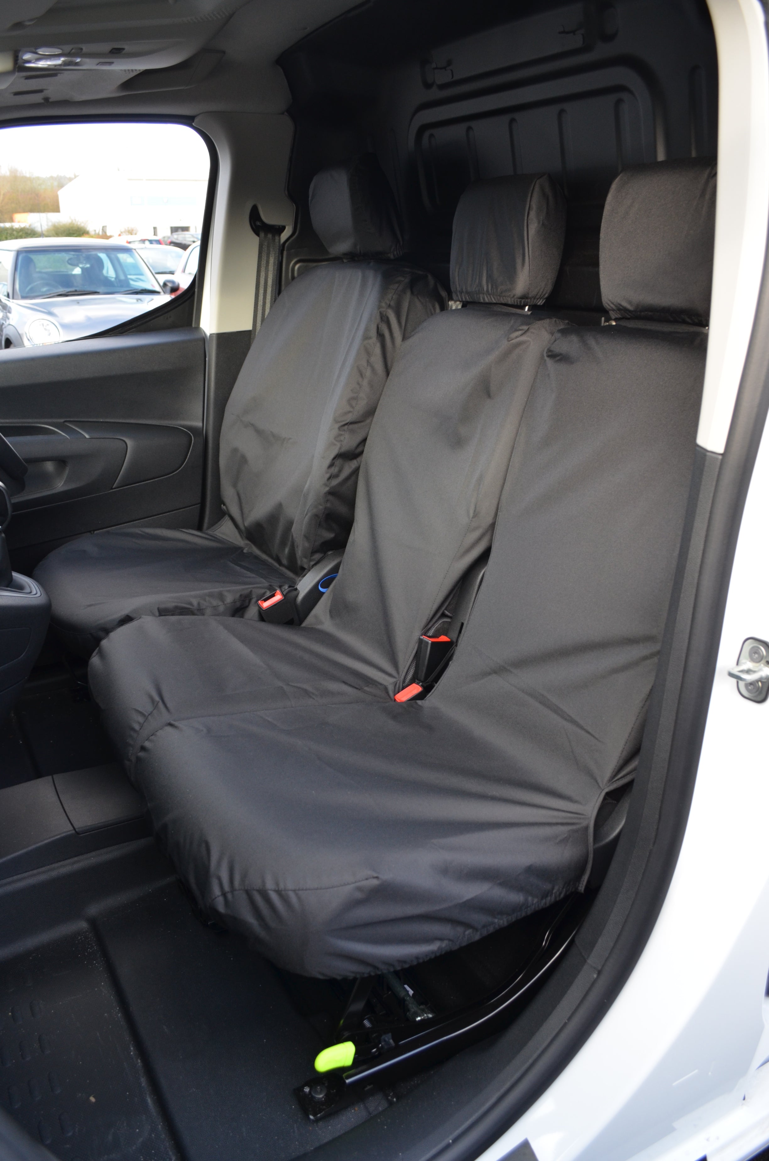 Lux-Ride Front Seat Covers For Vauxhall Vivaro-e (2020-2025) - Black Artificial Leather